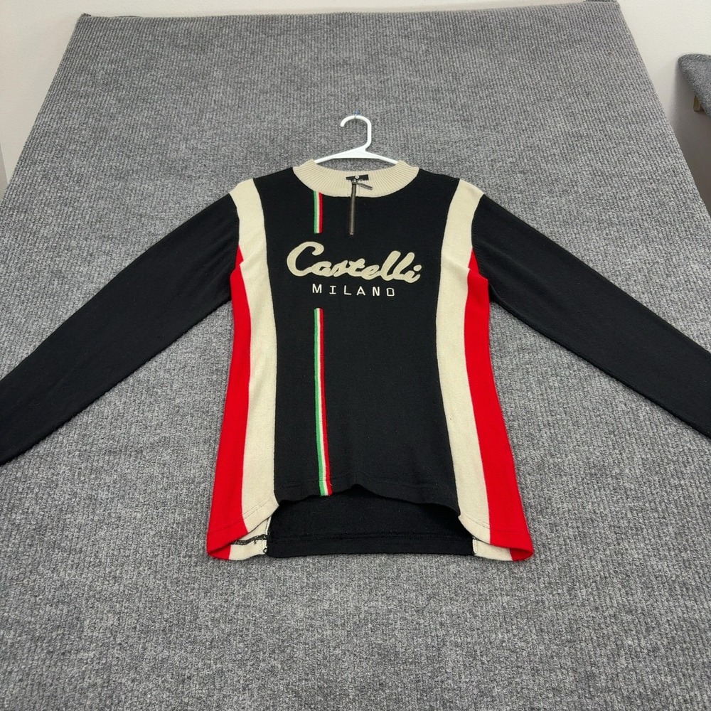 Castelli Cycling Sweater Mens M Black Wool Blend Quarter Zip Milano Sporty